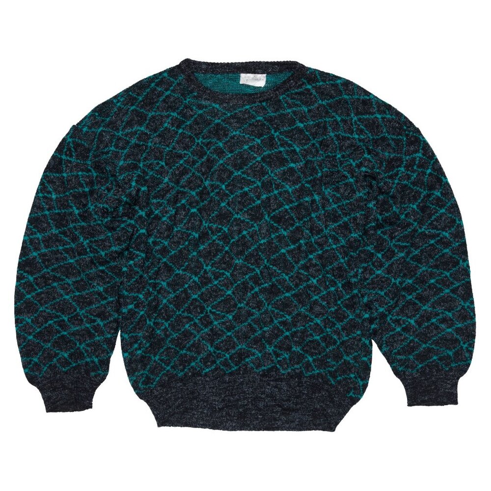 Black Star (Italy) 80s Spider Web Jacquard Melange Yarn Jumper : L